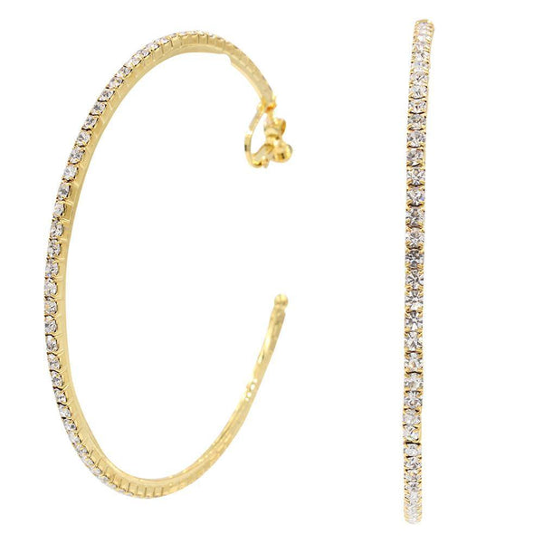 Hoops - Classic Traditional Crystal Gold Hoop