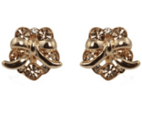 Studs - Gold Garland Crystal Bow Stud